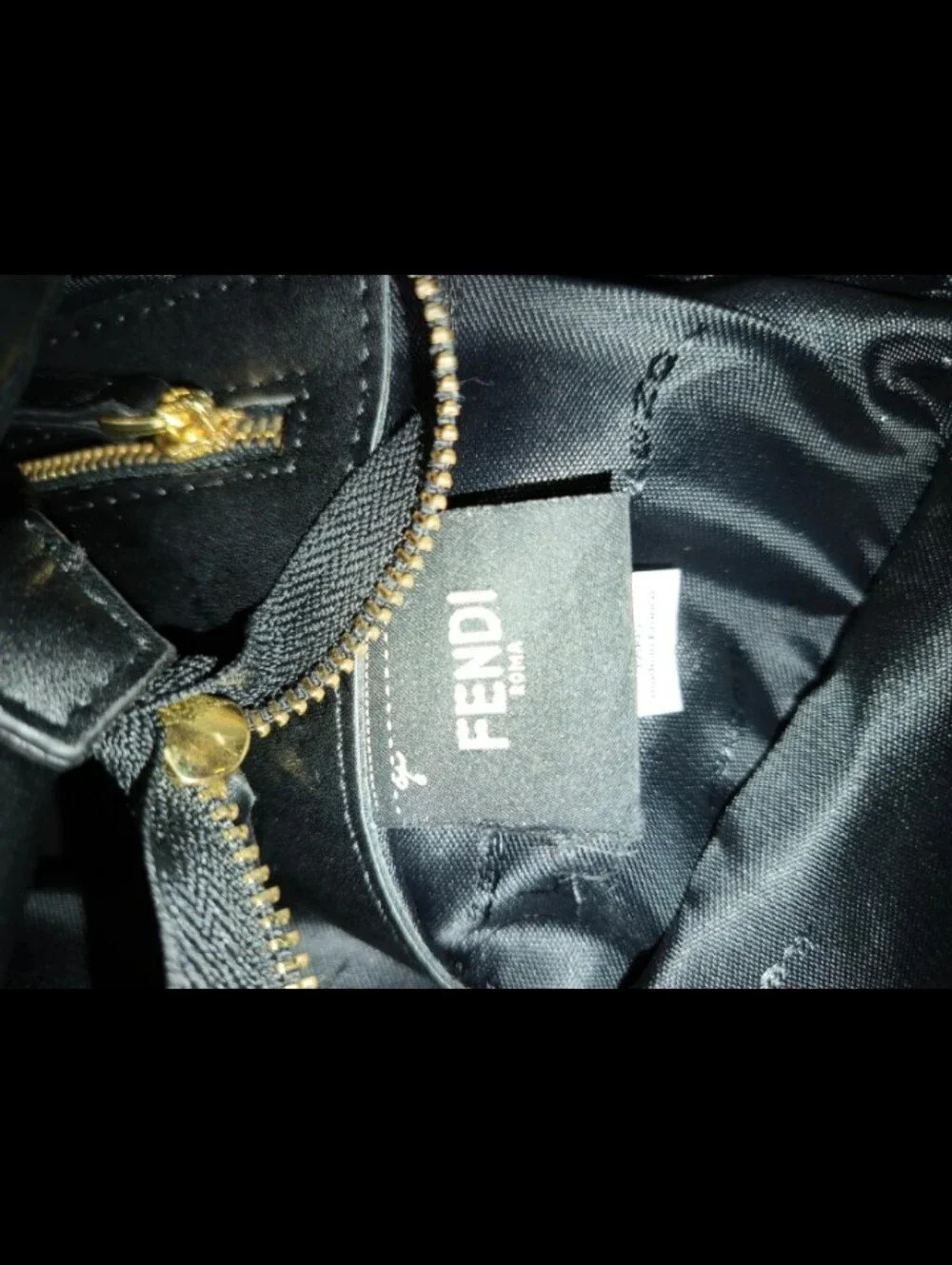 Fendi Black Embossed Roma Leather Tote